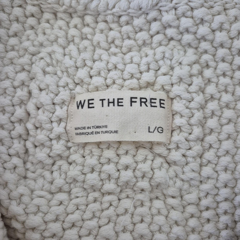 Free People Sweater Jacket L Womens White Oversized Cropped Chunky Knit NEW - Picture 3 of 10
